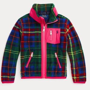 Polo by Ralph Lauren Girls 8/10 Medium Plaid Logo Fleece Jacket